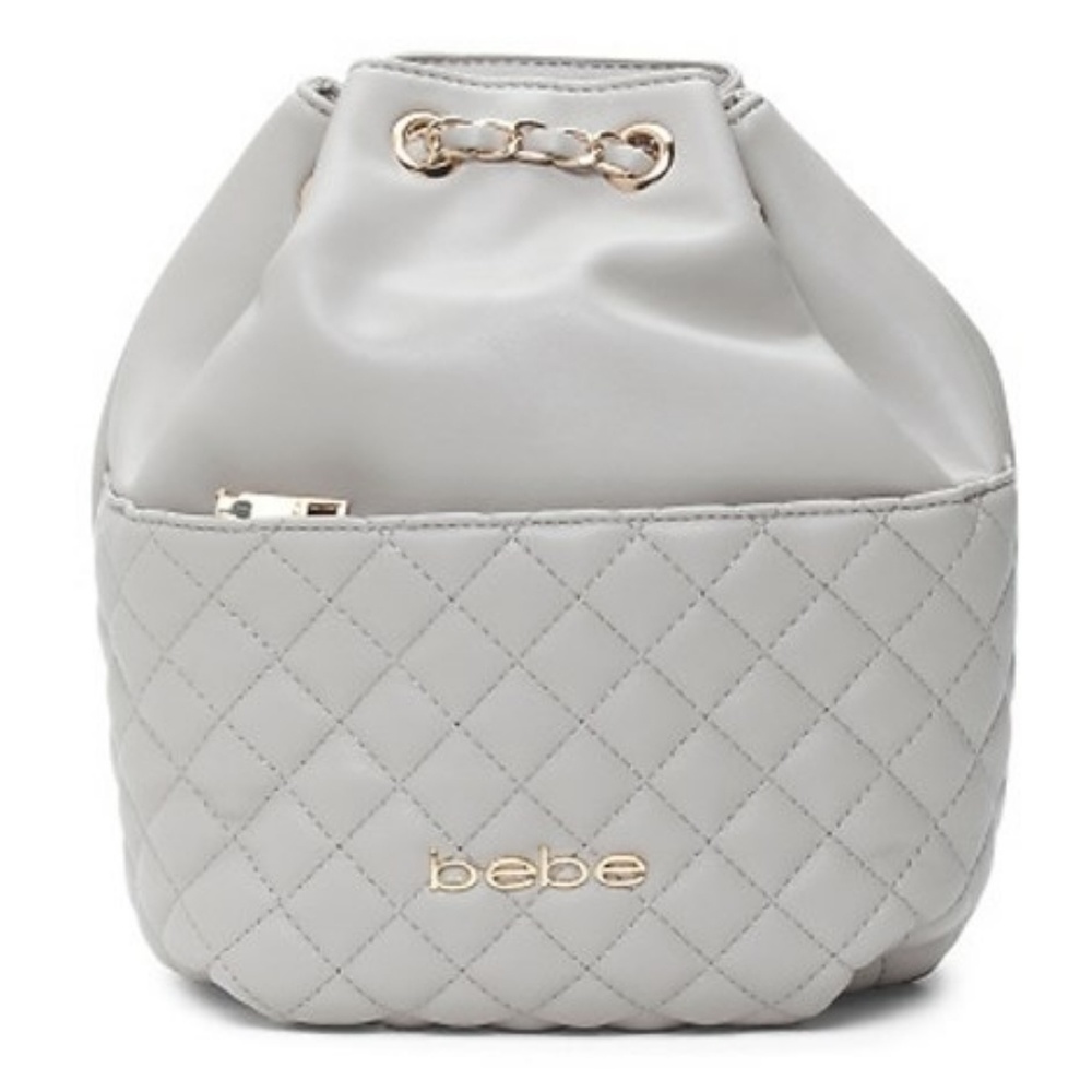 Trend Alert New Bebe Gray Draw String Backpack - image 1